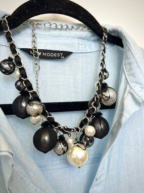 Black & Pearl Statement Necklace
